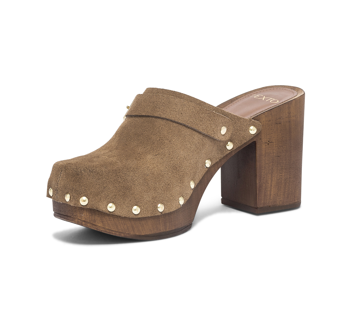 Sabot TEXTO taupe en cuir velours
