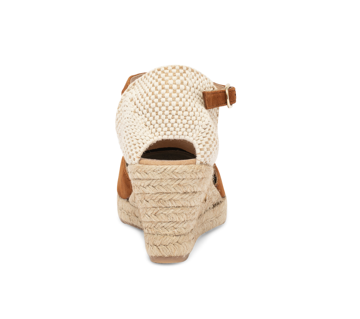 Espadrille compensée camel en cuir velours