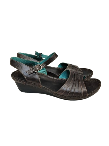Sandales compensées - cuir chocolat - TBS T38 de seconde main