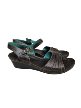 Sandales compensées - cuir chocolat - TBS T38 de seconde main