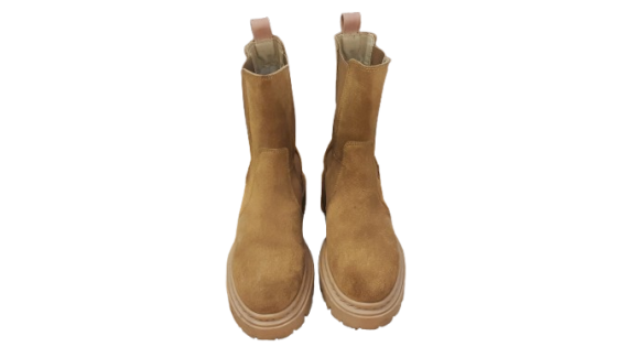 Boots croûte de cuir beige de seconde main