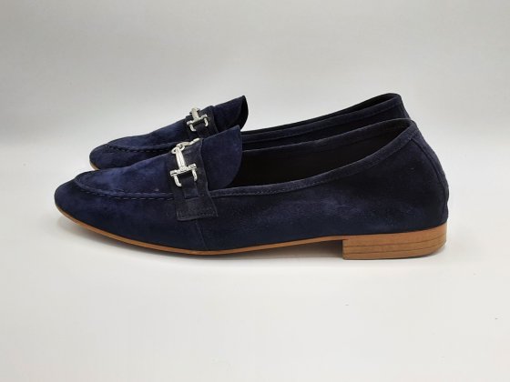 Mocassin cuir nubuck bleu marine T41 ROSEMETAL de seconde main