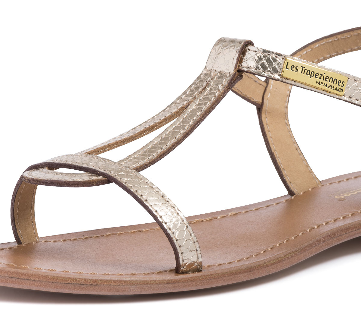 Sandale LES TROPEZIENNES or en cuir embossé