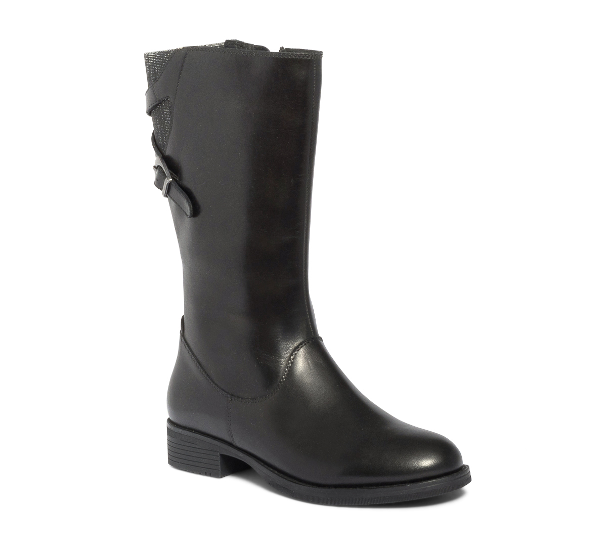 Botte noire en cuir avec bride arrière
