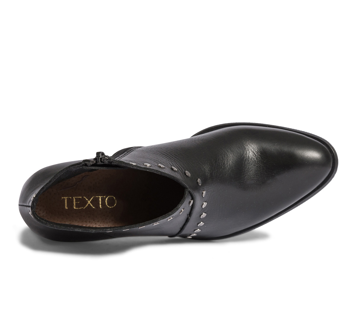 Low boots TEXTO noir en cuir à clous