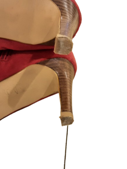 Bottine talon cuir velours rouge MINELLI T.39 de seconde main