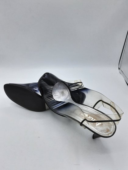 SANDALES TALON MICA ET CUIR AZUREE CANNES DE SECONDE MAIN
