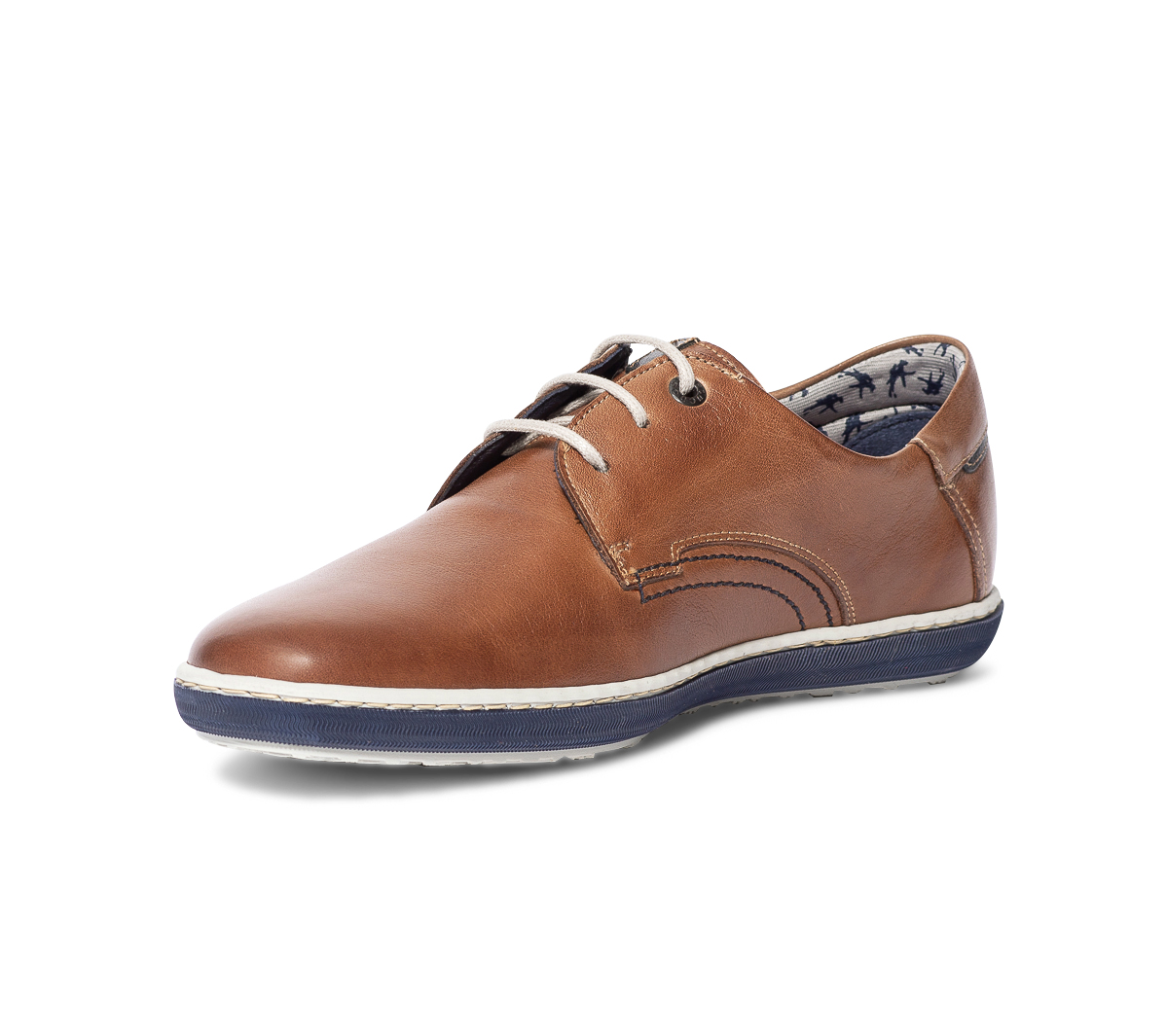 Derby confort FLUCHOS cognac en cuir velours