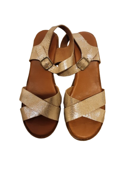 Sandale à talon dorée cuir ERAM T39 de seconde main