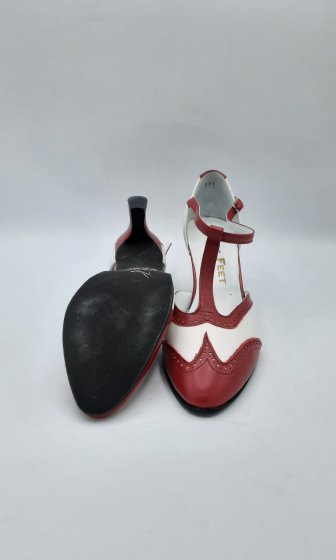 Escarpin Magic Feet rouge et blanc de seconde main