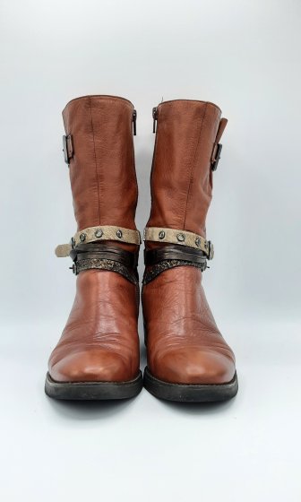 Bottine haute en cuir cognac de seconde main