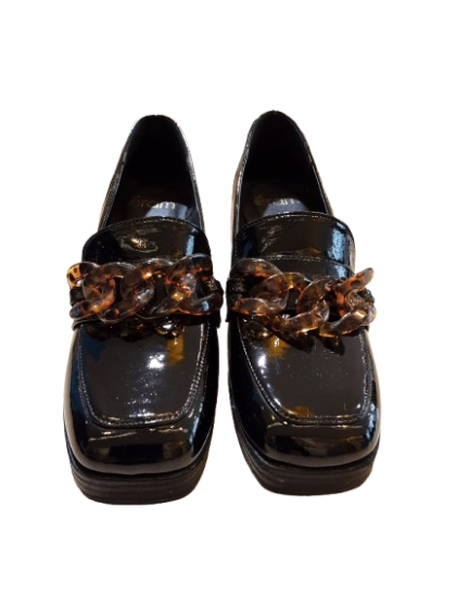 Mocassin à talon noir vernis ERAM  de seconde main