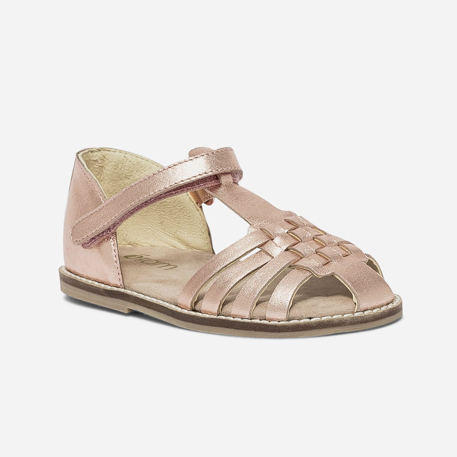 Sandale rose cuivré à bout fermé en cuir