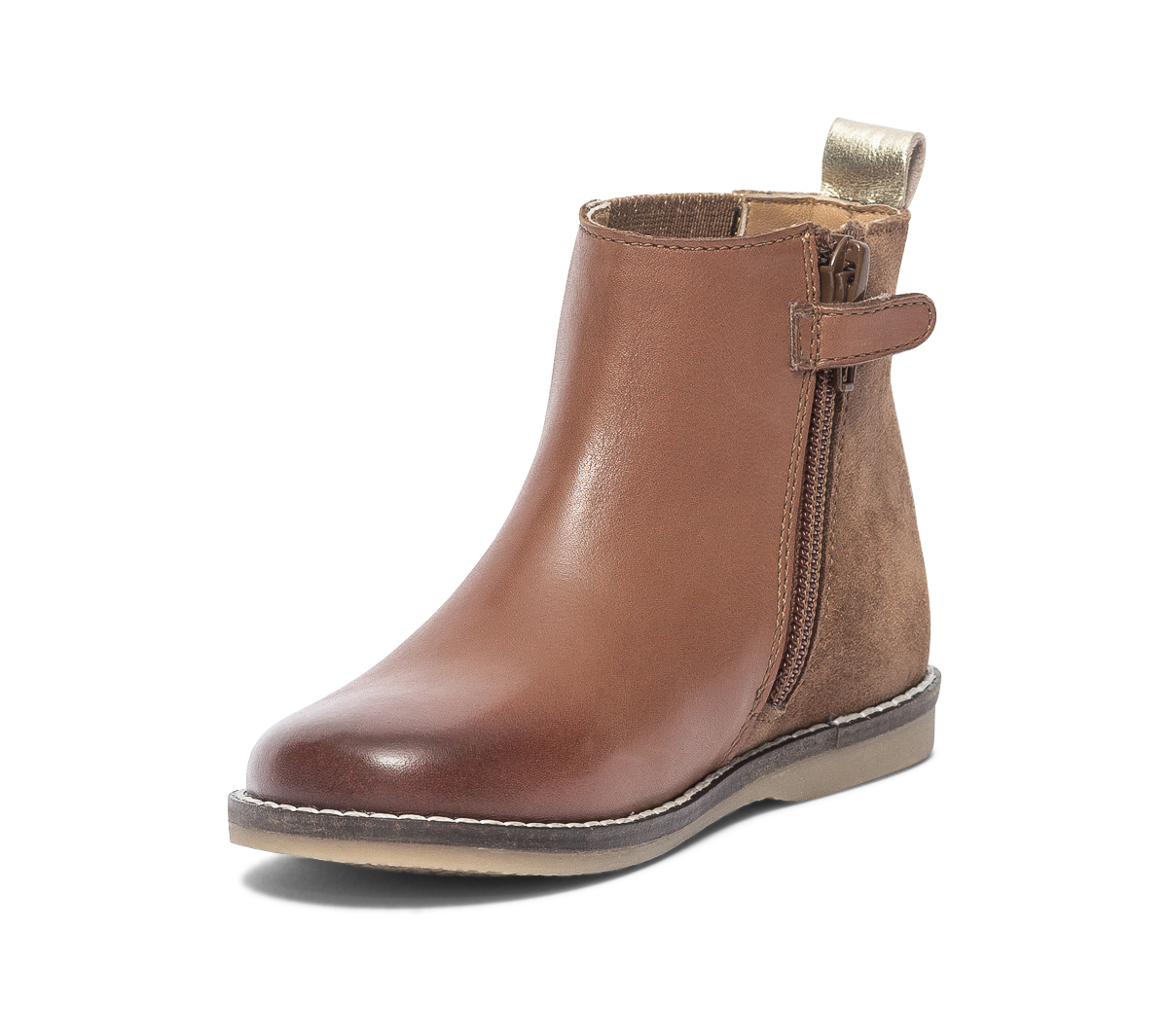 Chelsea boots camel et or en cuir