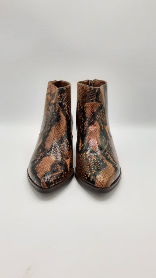 Bottines à talon imprimé serpent