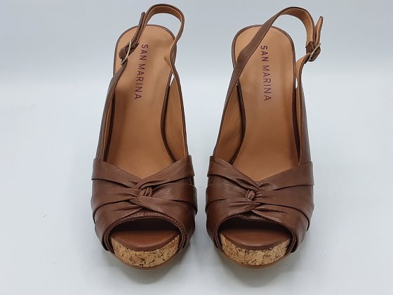 ESCAPIN CUIR COGNAC ET LI7GE DE SECONDE MAIN