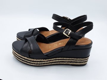 Sandales Compensées Tamaris 37 cuir noir de seconde main