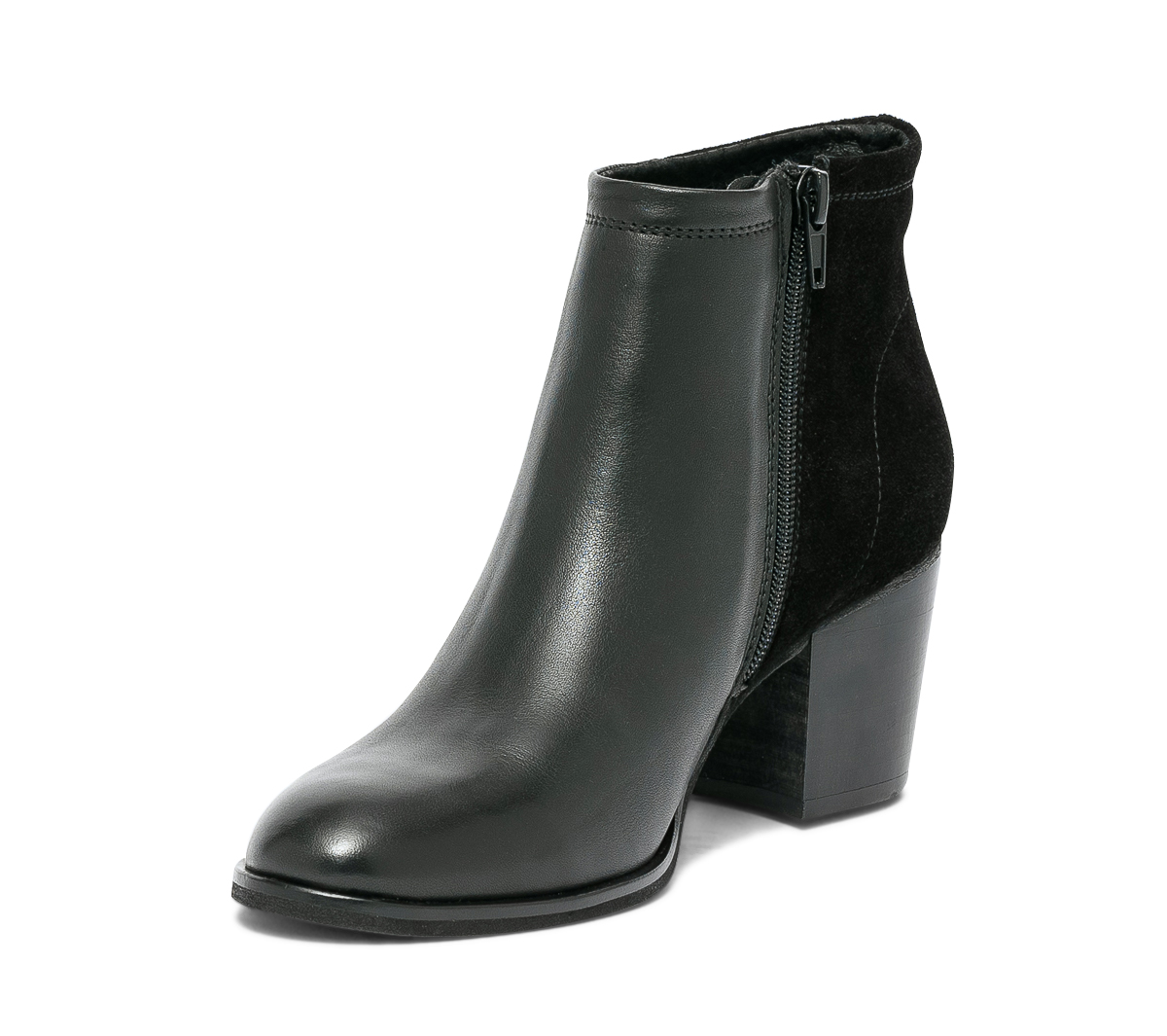 Boots noir en cuir et cuir velours