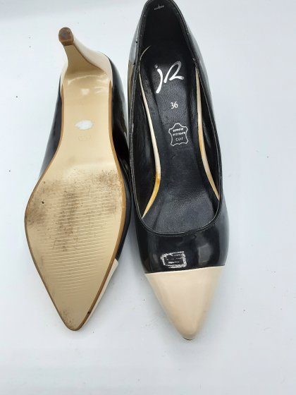 escarpin jr noir et creme de seconde main