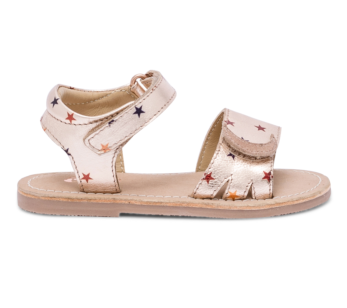 Sandale rose cuivré à étoiles à scratchs