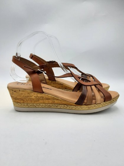 Sandales compensées JORDANA camel de seconde main
