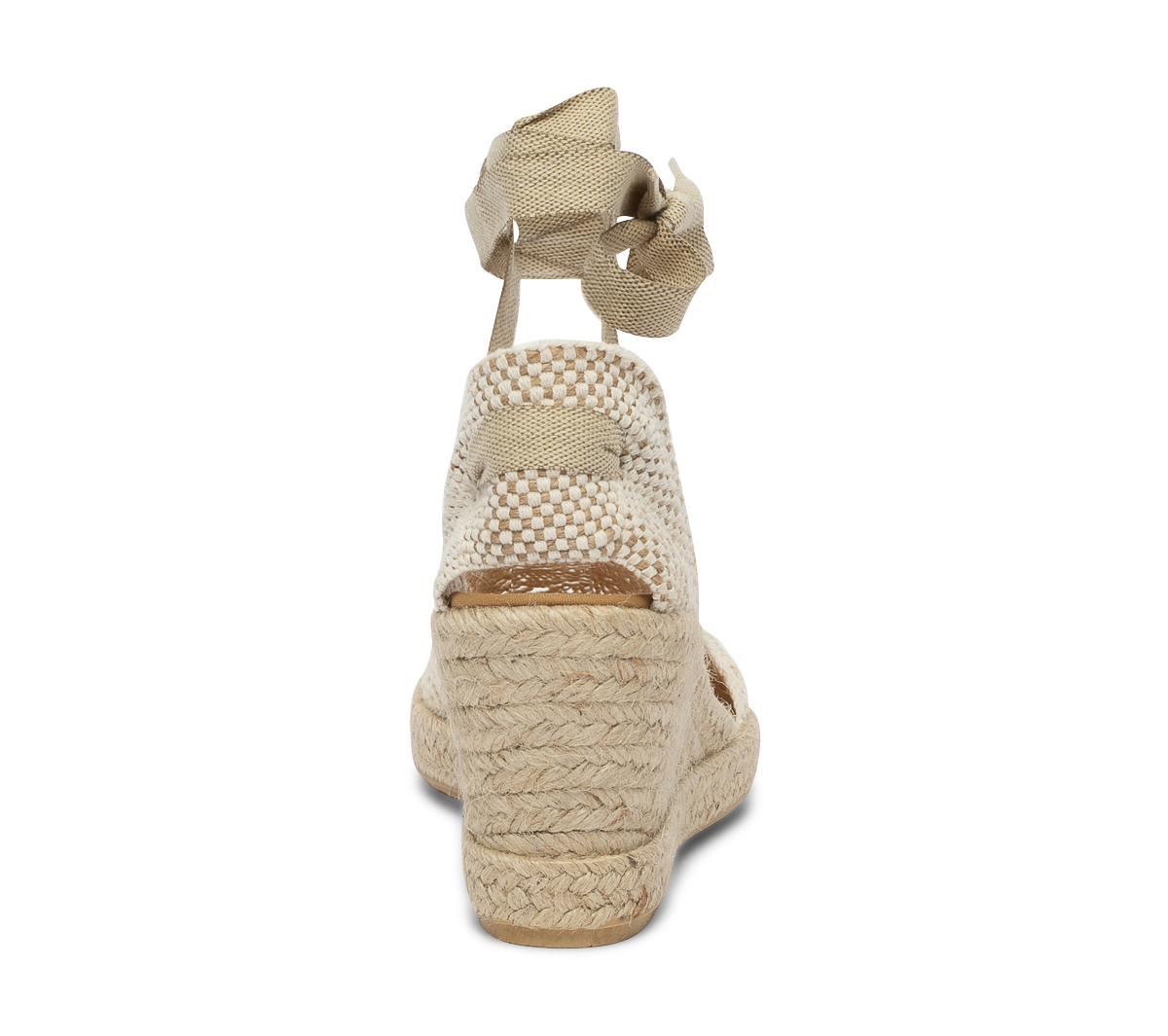 Espadrille compensée écrue façon crochet