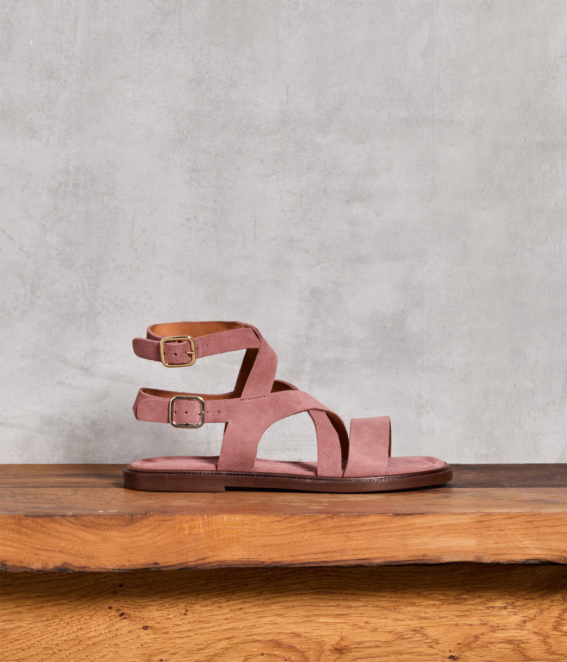 SANDALE PLATE GISLA VIEUX ROSE