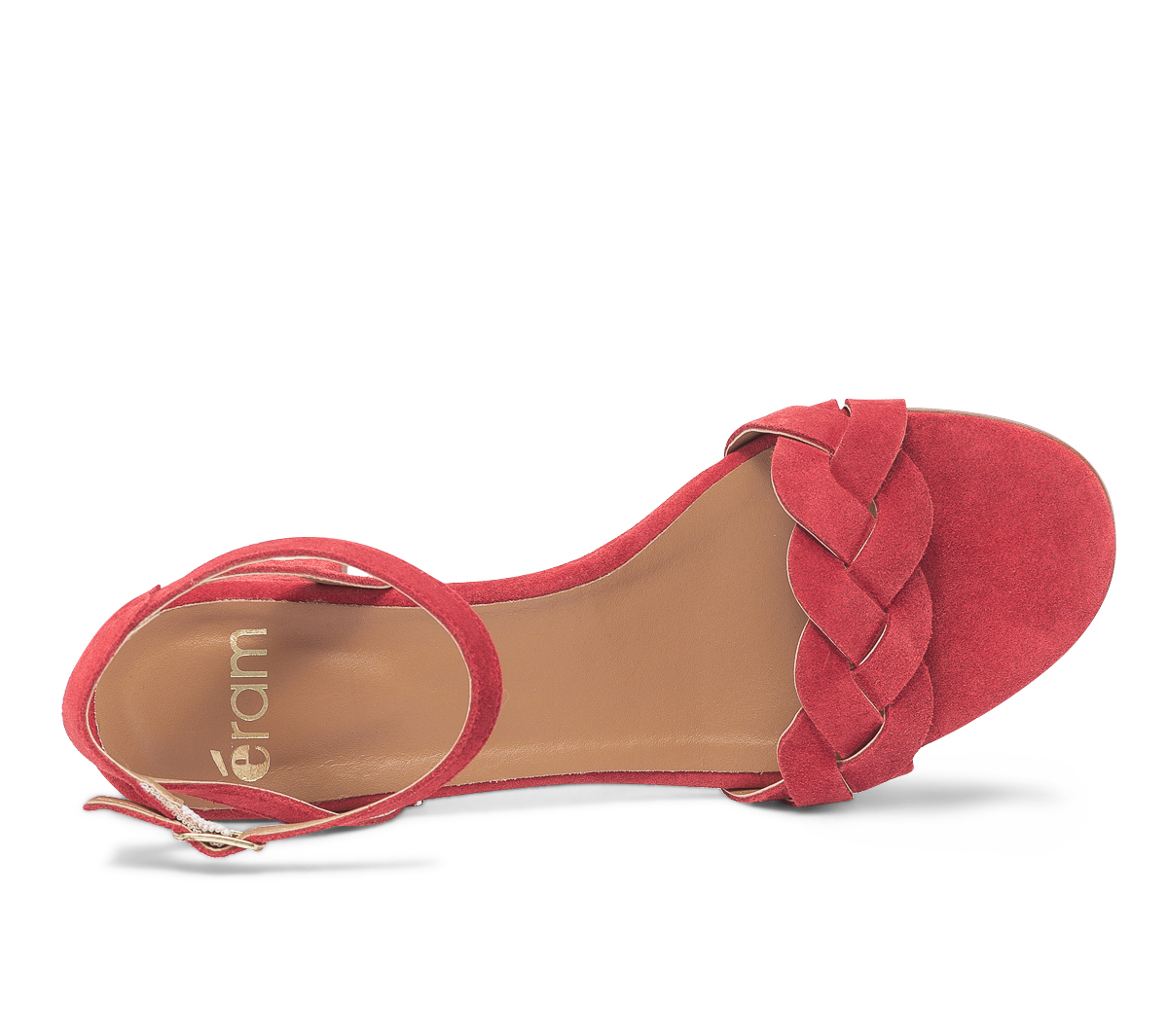 Sandale rouge en cuir velours