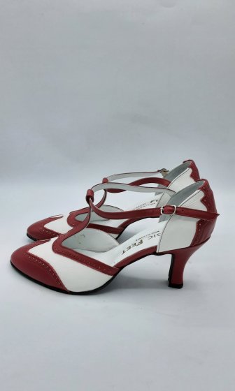 Escarpin Magic Feet rouge et blanc de seconde main