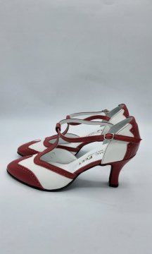 Escarpin Magic Feet rouge et blanc de seconde main