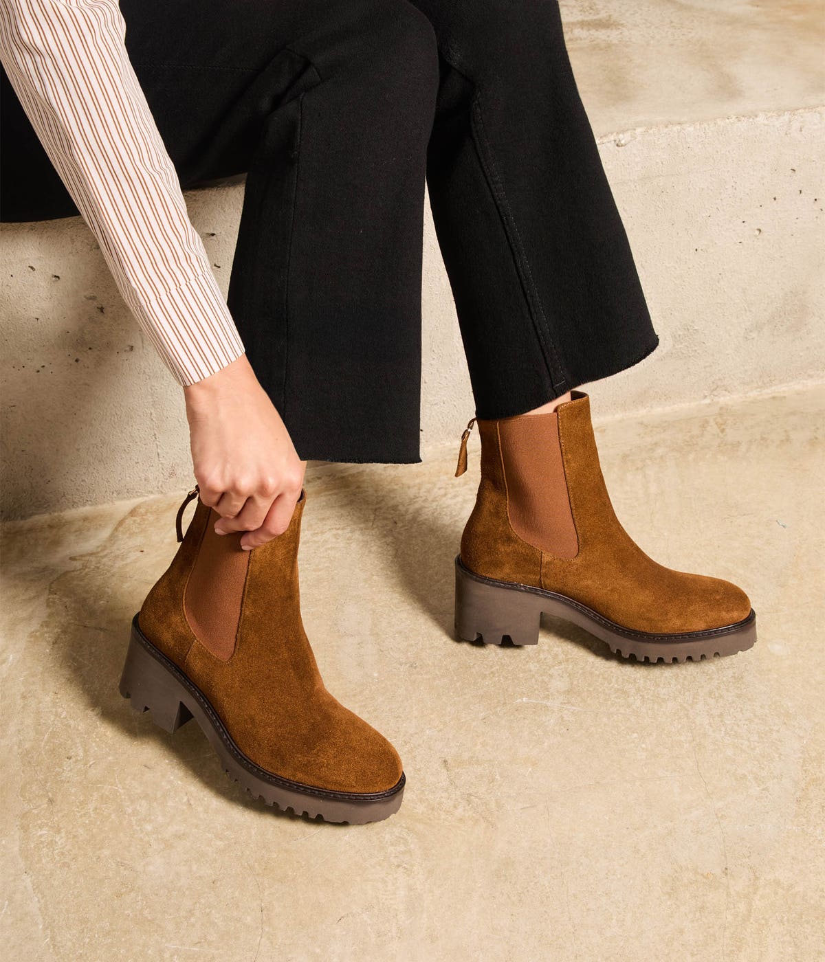 BOOTS À TALON ALPHA CAMEL