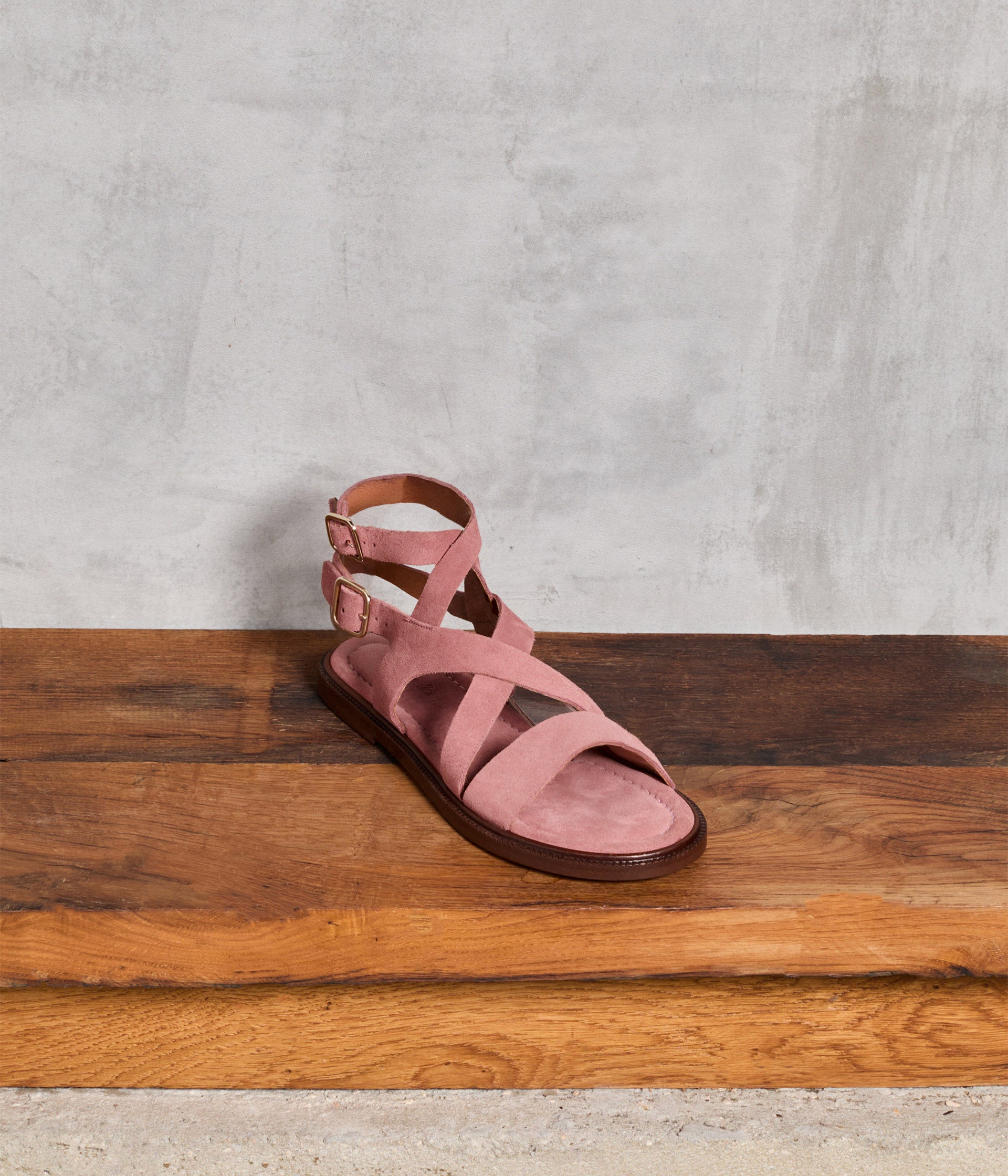 SANDALE PLATE GISLA VIEUX ROSE