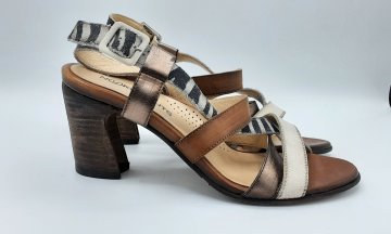 Sandales à talon marron et motif zèbre de seconde main