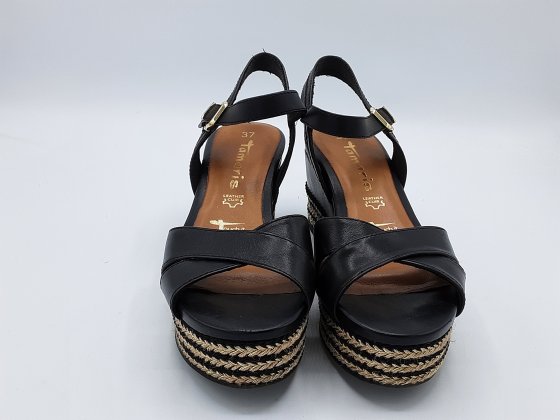 Sandales Compensées Tamaris 37 cuir noir de seconde main