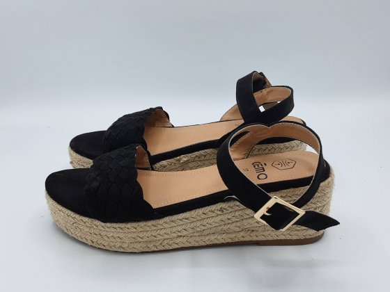 Compensées à corde Gémo 37 textile noir de seconde main