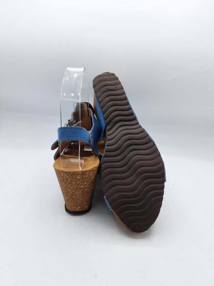 Sandales compensées COCO & ABRICOT bleues de seconde main