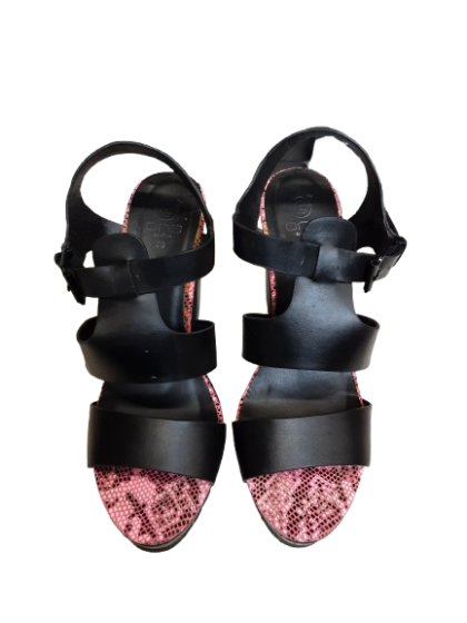 Sandale à talon plateforme noir/rose GEMO T39 de seconde main