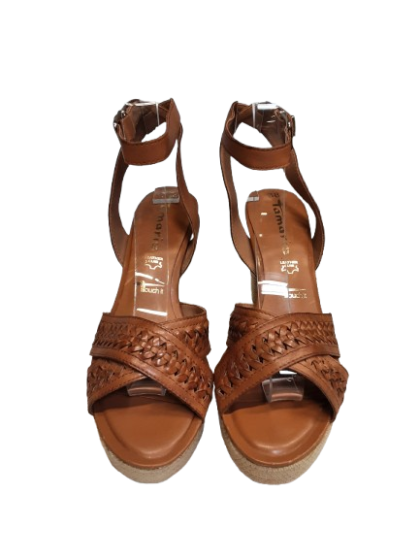 Sandales à talon cuir ajouré camel - TAMARIS- T38 de seconde main