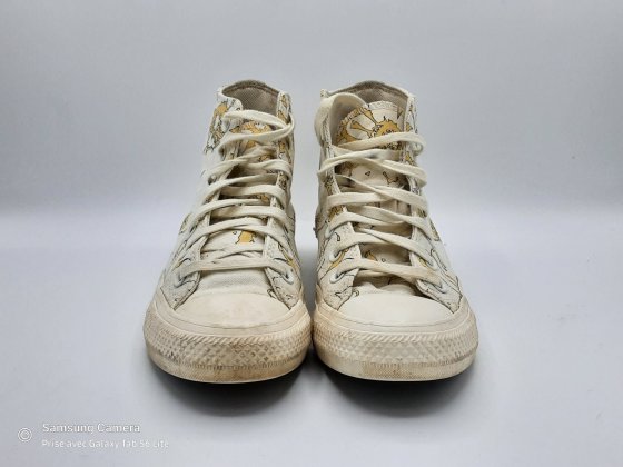 Tennis montantes blanches et jaunes - Converse T36 de seconde main