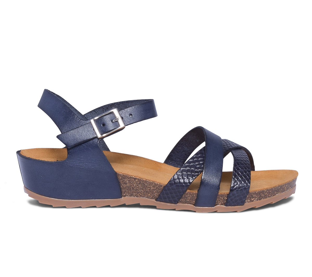 Sandale anatomique marine en cuir
