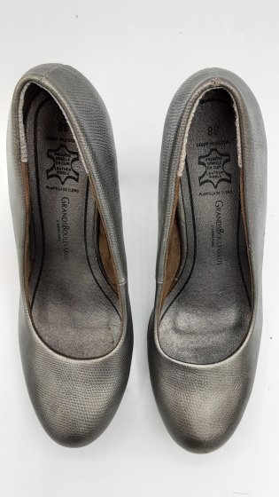 BALLERINE TALON CUIR GRIS FONCE GRANDS BOULEVARDS DE SECONDE MAIN