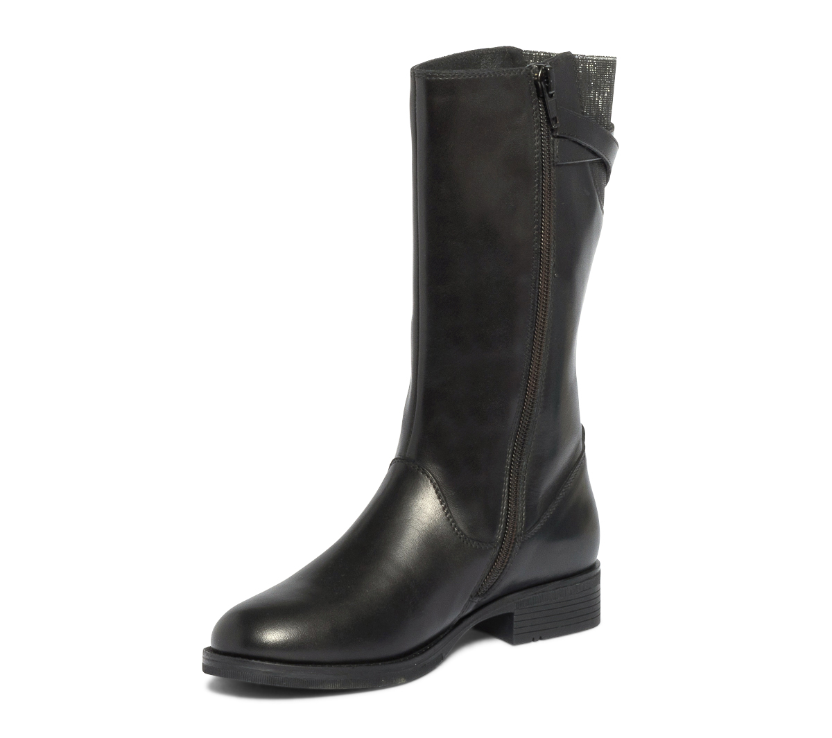Botte noire en cuir avec bride arrière