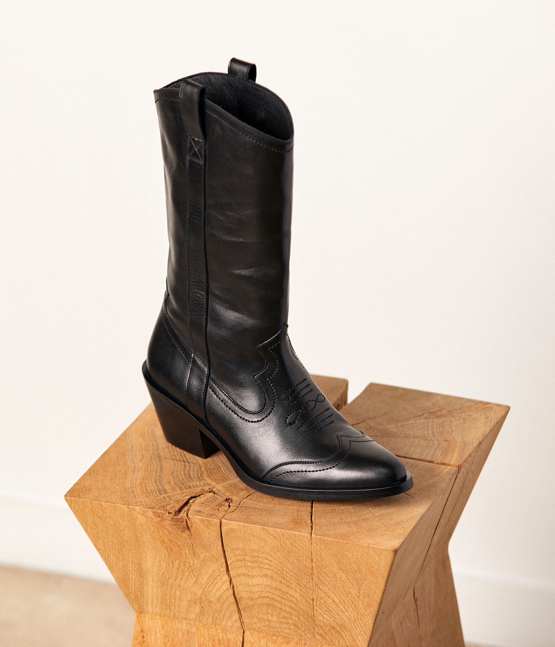 BOTTE À TALON CANELLE NOIR