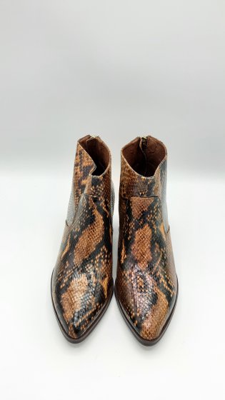 Bottines à talon imprimé serpent