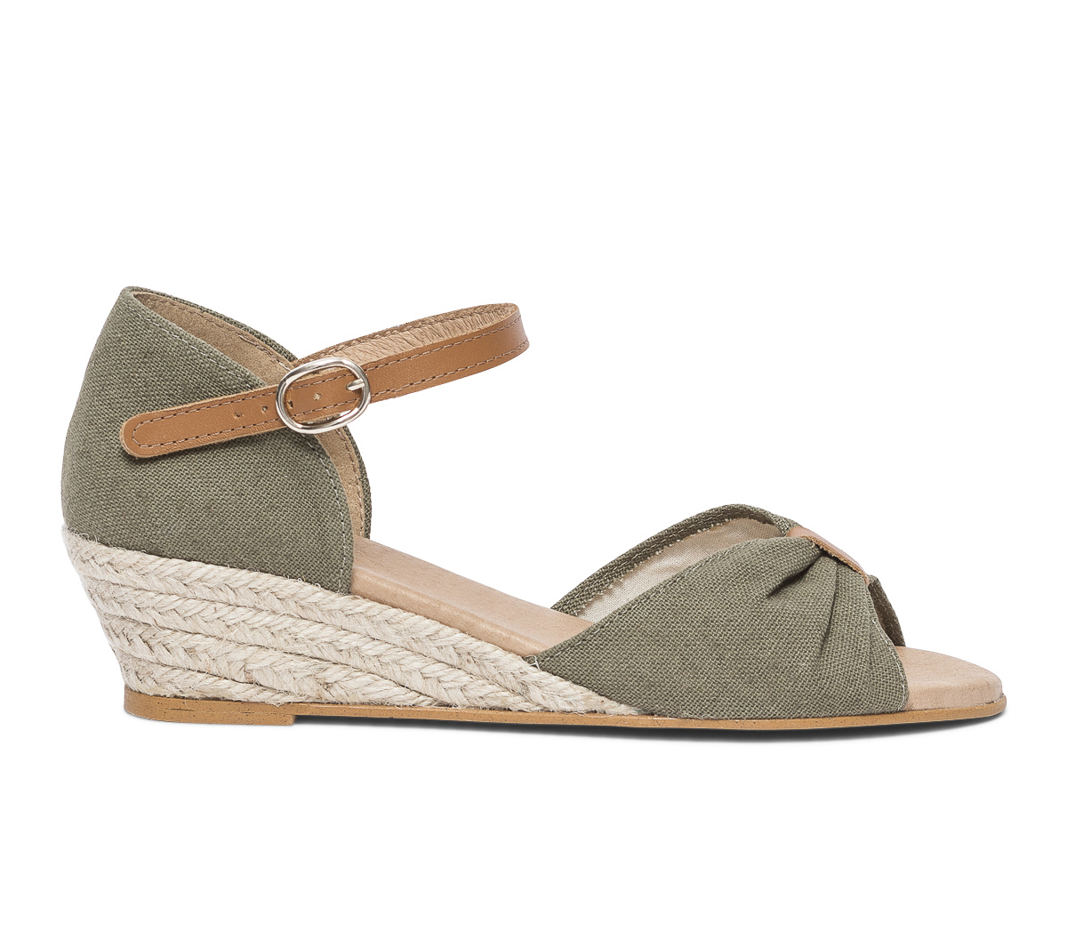 Sandale kaki en toile de coton et chanvre