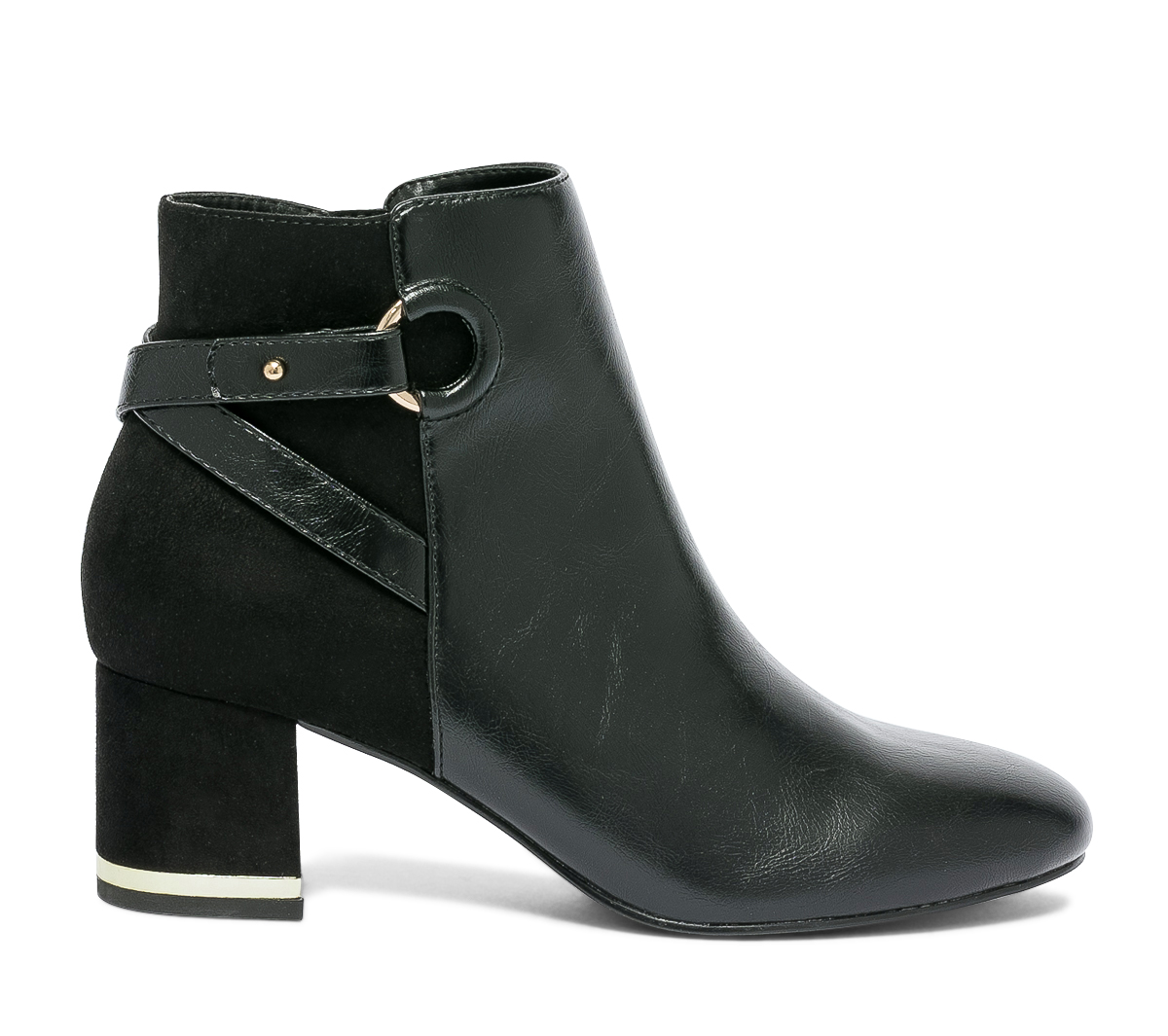 Boots noir en cuir bi matière