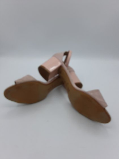 SANDALES TALON ANDRE ROSE POUDRE CUIR VELOURS DE SECONDE MAIN