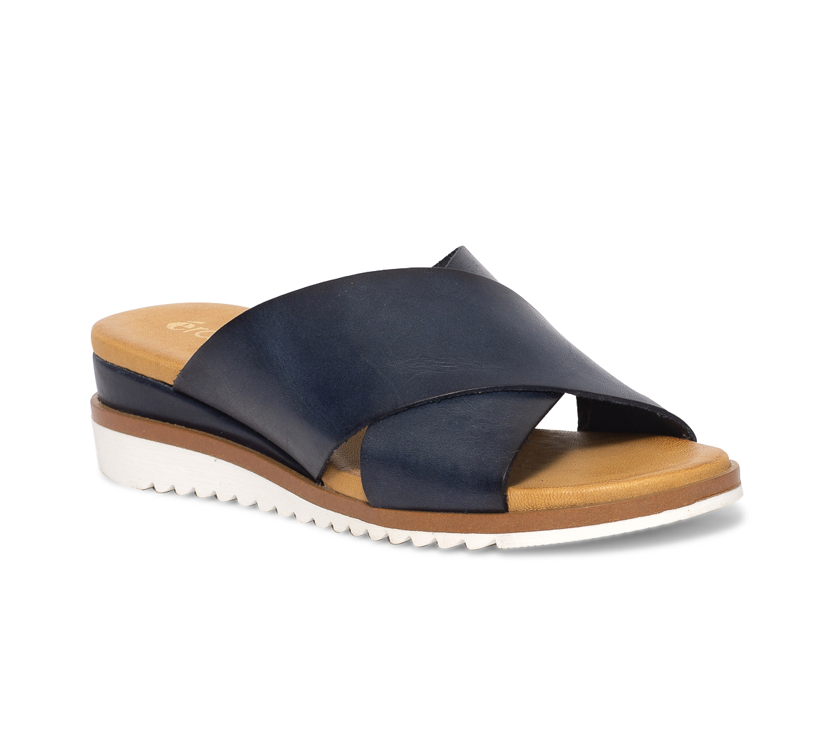 Mule bleu marine en cuir