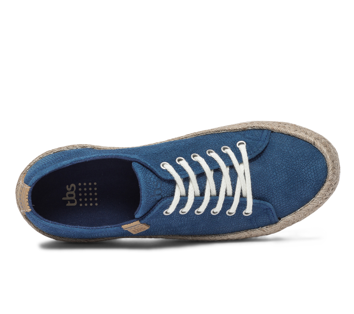 Tennis TBS bleue en cuir embossé