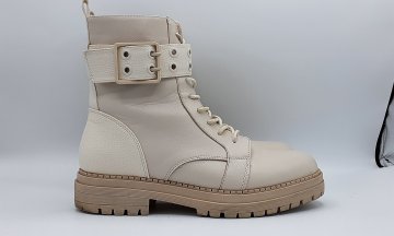 Boots à lacets ecru de seconde main